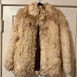 Vintage Curly Mongolian Lamb Fur Coat